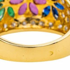 Bague Fleur Or jaune, Or blanc Rubis, Saphir, Emeraude