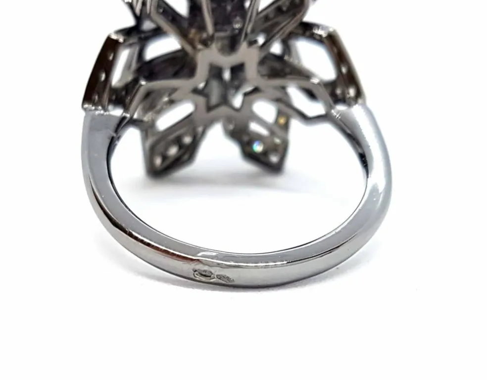 Bague Fleur Or noir Diamant