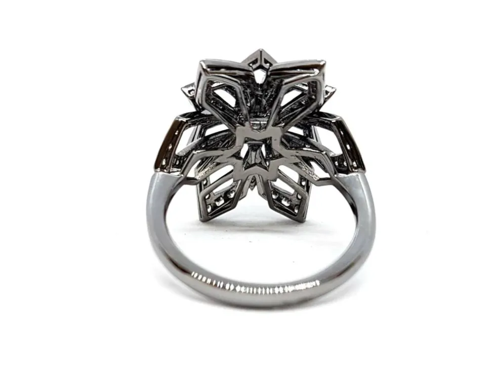 Bague Fleur Or noir Diamant