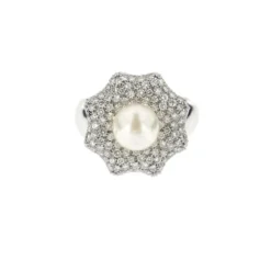 Bague Fleur perle et diamants
