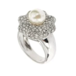 Bague Fleur perle et diamants