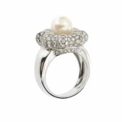 Bague Fleur perle et diamants