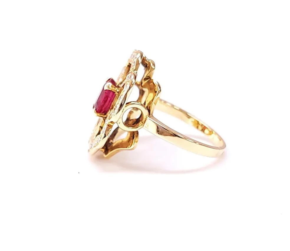 Bague fleur rubellite et diamants