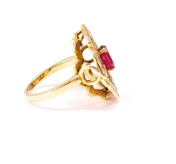 Bague fleur rubellite et diamants