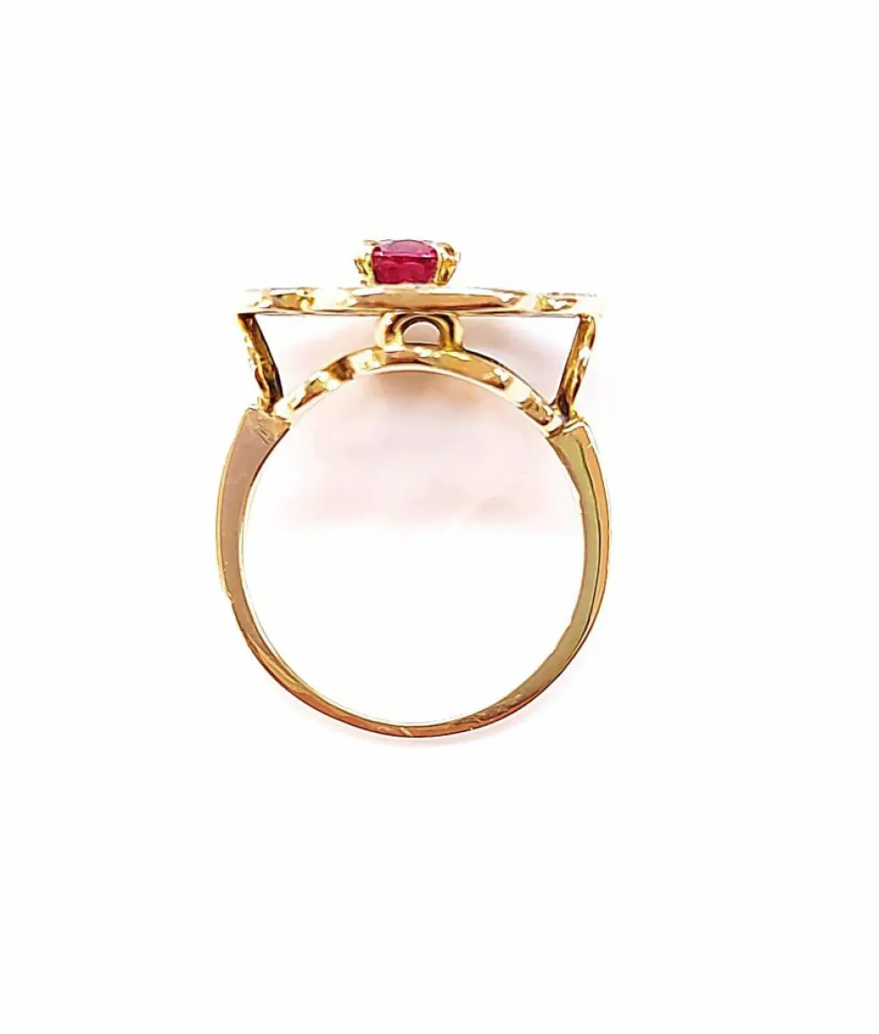 Bague fleur rubellite et diamants