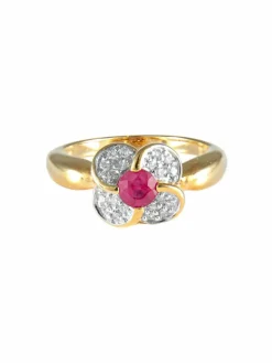Bague Fleur Rubis Diamants