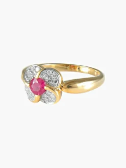 Bague Fleur Rubis Diamants