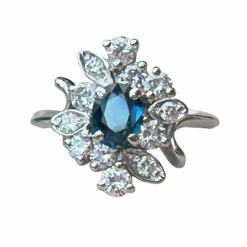Bague fleur saphir et diamants