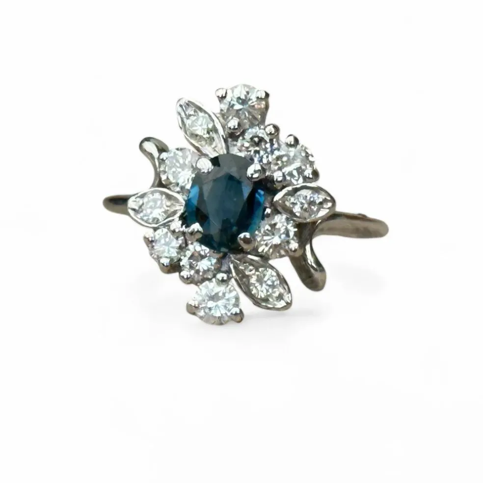 Bague fleur saphir et diamants