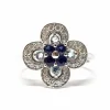 Bague fleur Saphirs, Aigue-Marine, Diamants