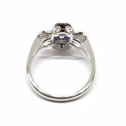 Bague fleur Saphirs, Aigue-Marine, Diamants