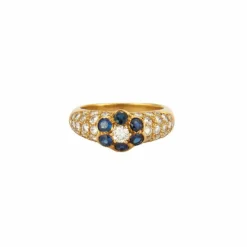 Bague Fleur Saphirs Diamants