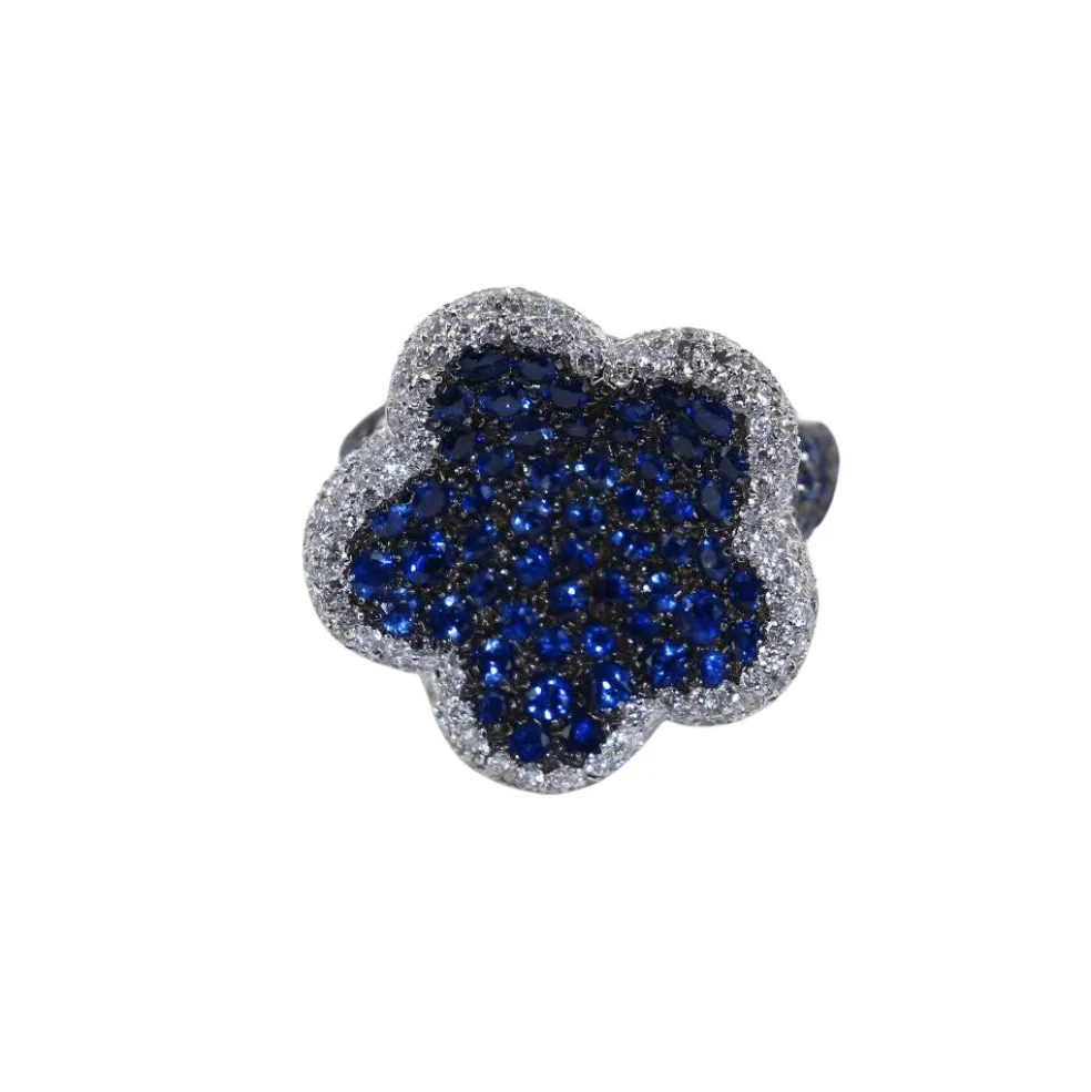 Bague Fleur saphirs diamants
