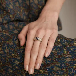 Bague Fleur Saphirs Diamants