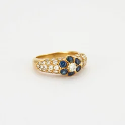 Bague Fleur Saphirs Diamants