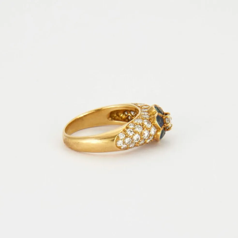 Bague Fleur Saphirs Diamants