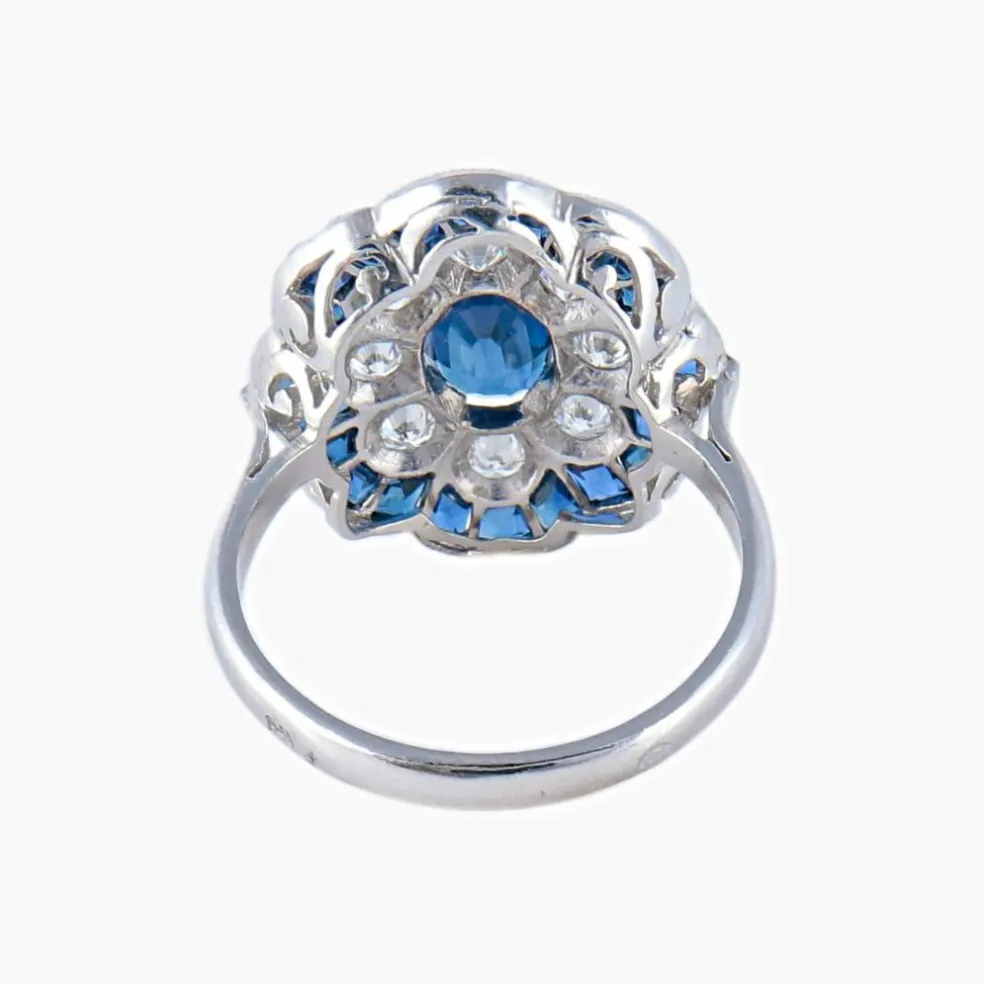 Bague Fleur Saphirs Diamants