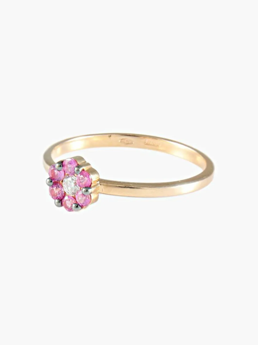 Bague Fleur Saphirs roses