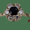 Bague fleur vintage en saphir bleu et diamant
