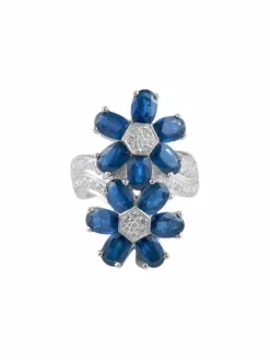 Bague Fleurs Saphirs Diamants