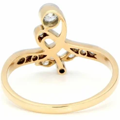 Bague florale en or jaune 14 carats avec diamants 16914-9016