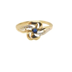 Bague florale or et saphir
