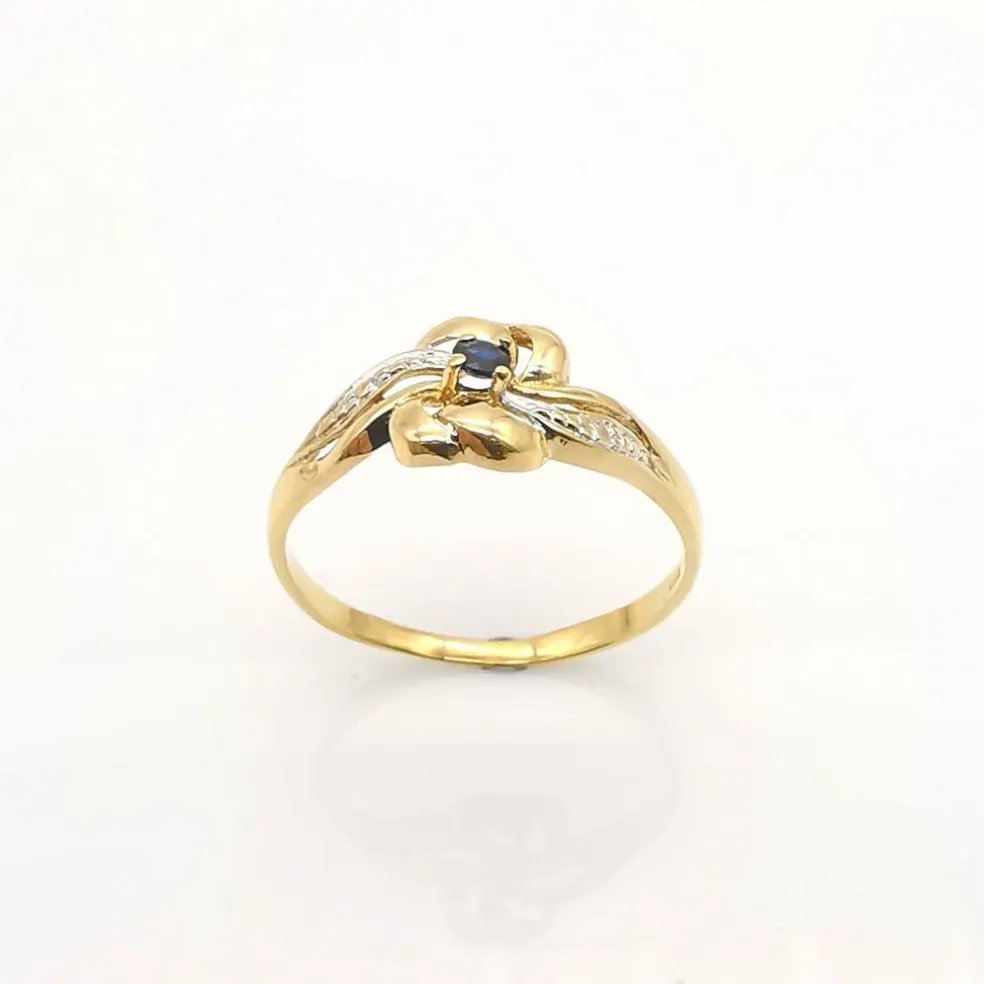 Bague florale or et saphir