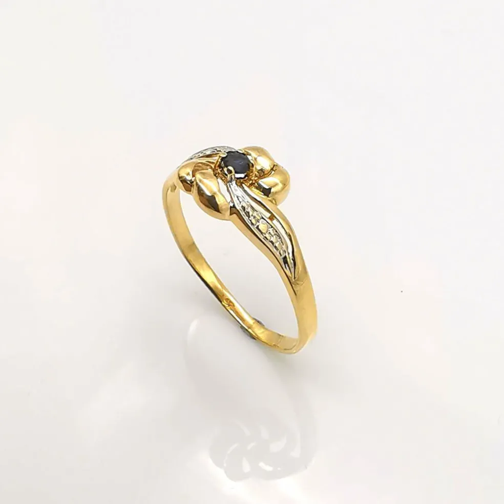 Bague florale or et saphir