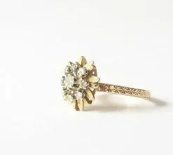 Bague florale or jaune diamants