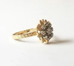 Bague florale or jaune diamants