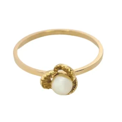 Bague Florale or jaune et perle