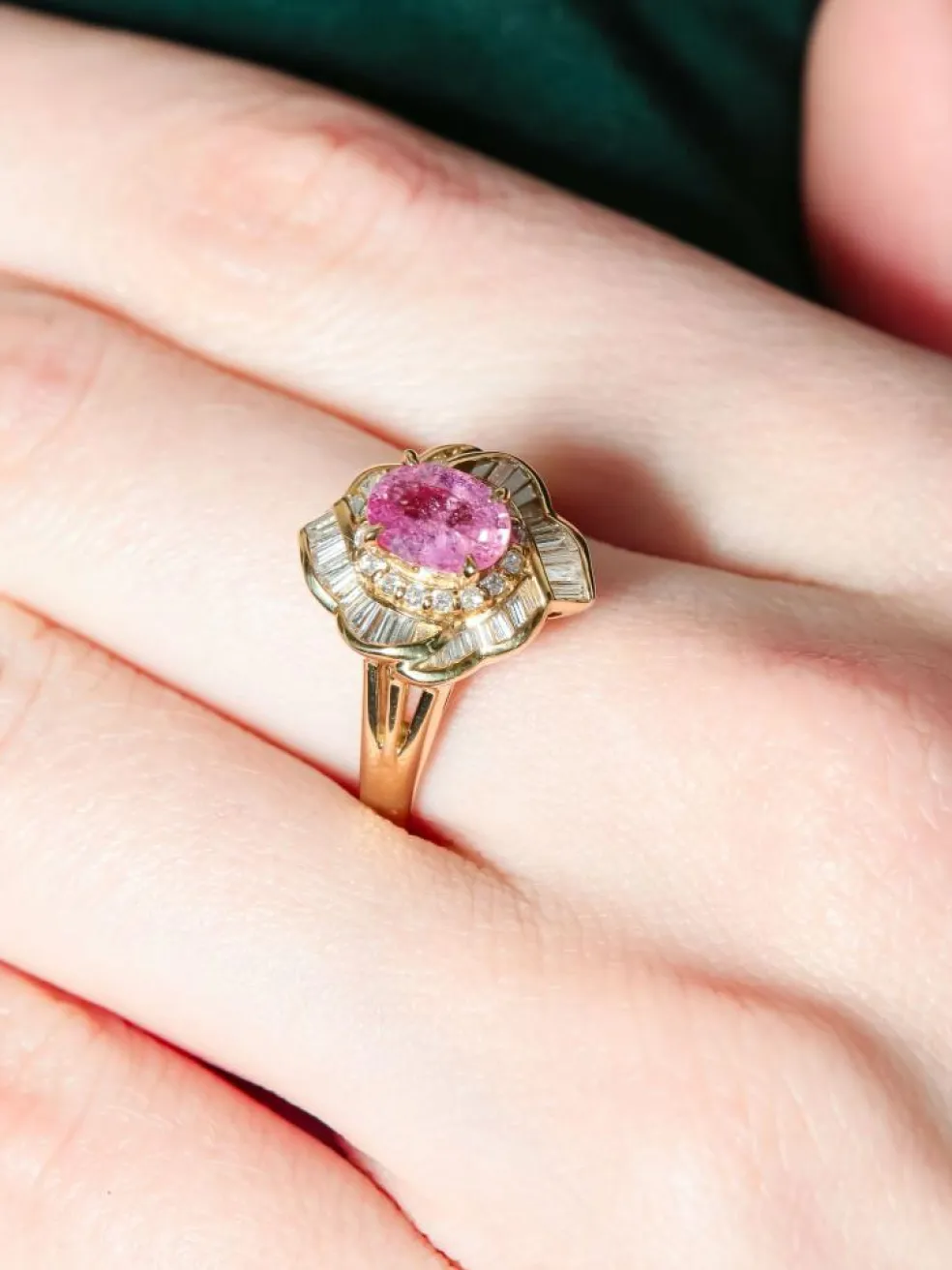 Bague Florale Saphir rose