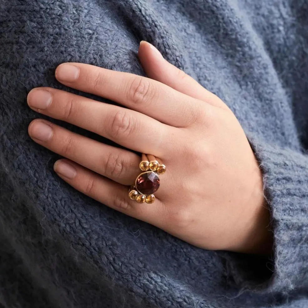 BAGUE "GIORGIA" GRENAT TOPAZES