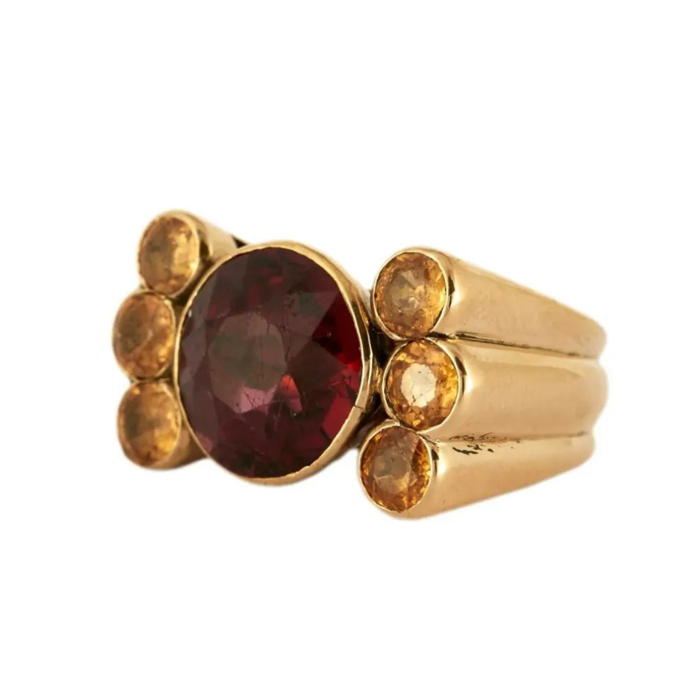BAGUE "GIORGIA" GRENAT TOPAZES