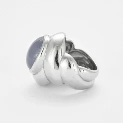Bague godron or blanc saphir étoilé