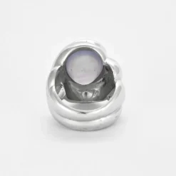 Bague godron or blanc saphir étoilé