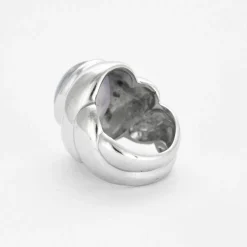 Bague godron or blanc saphir étoilé