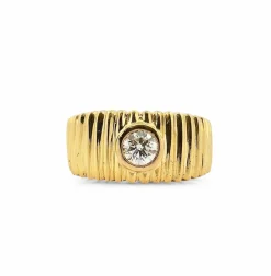 Bague godron or jaune et diamant