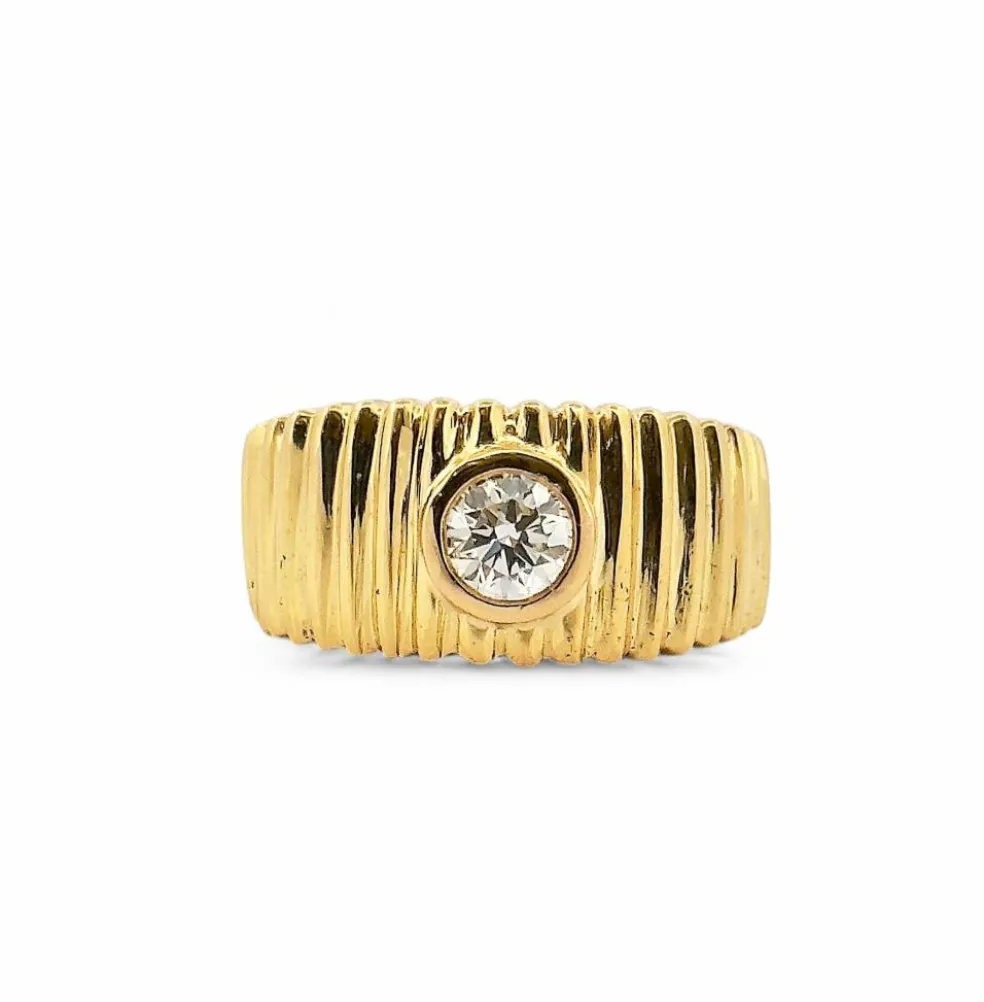 Bague godron or jaune et diamant