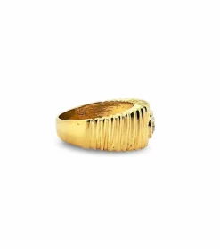 Bague godron or jaune et diamant