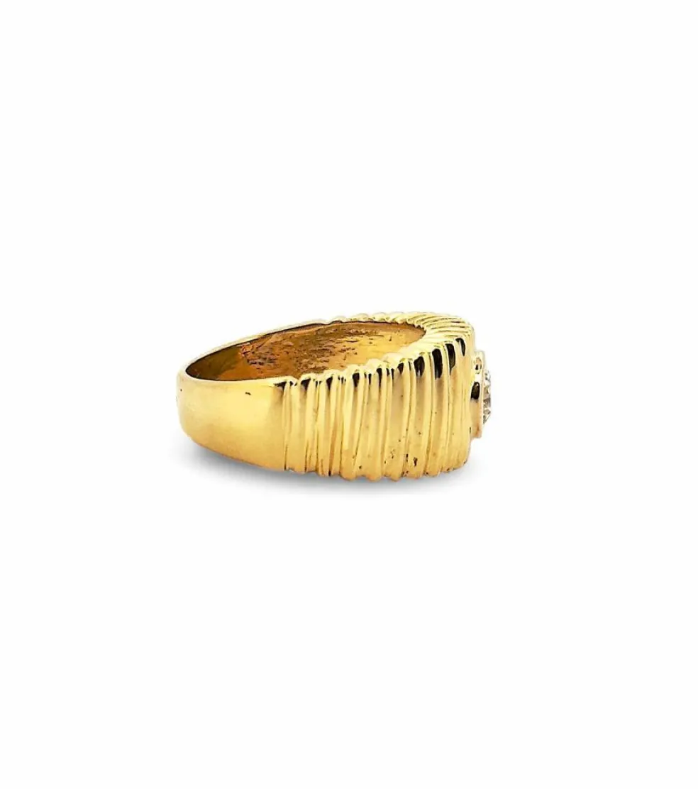 Bague godron or jaune et diamant