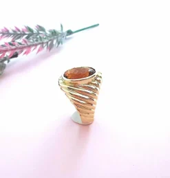 Bague godronnée or jaune Citrine Madère
