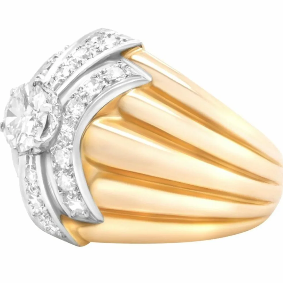Bague Godronnée or jaune diamants