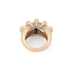Bague godronnée or rose, platine, diamants