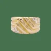 Bague godrons en or jaune et diamants.