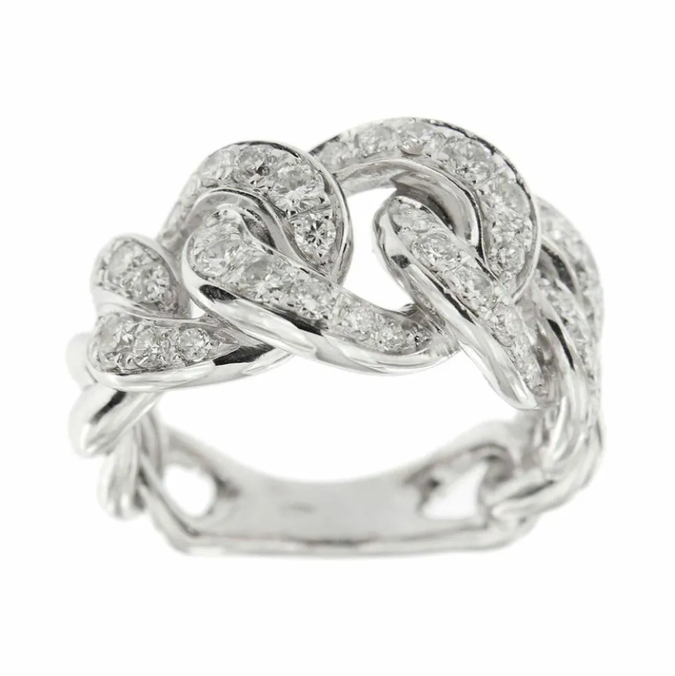 Bague gourmette Or blanc Diamants