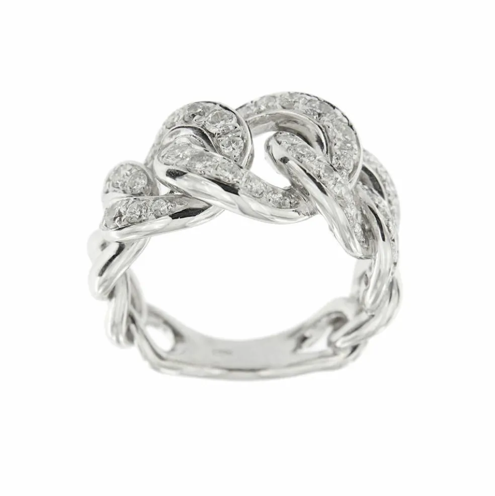 Bague gourmette Or blanc Diamants