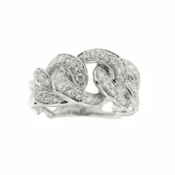 Bague gourmette Or blanc Diamants
