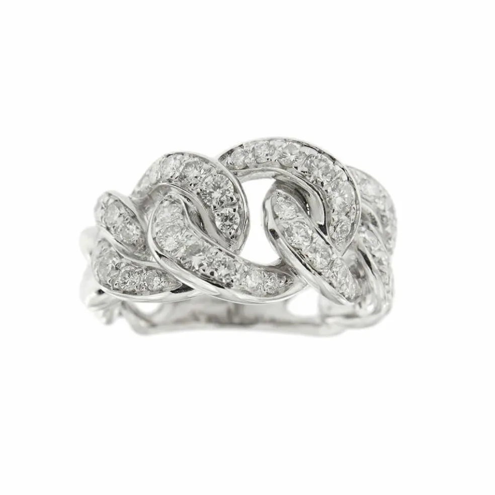 Bague gourmette Or blanc Diamants