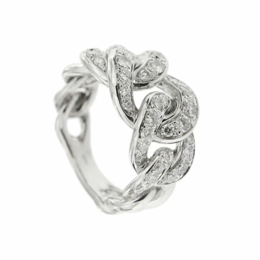 Bague gourmette Or blanc Diamants